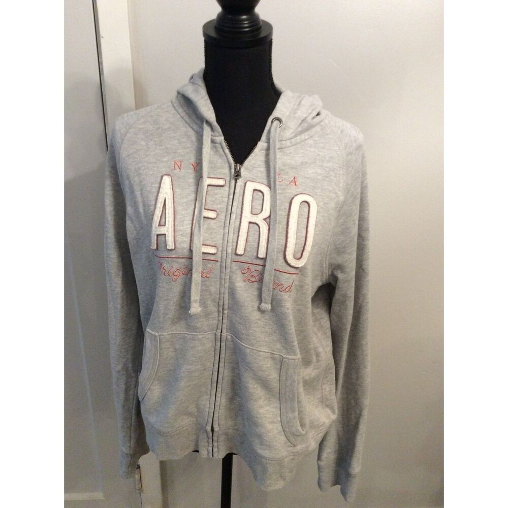 Aeropostale Aero Hoodie Gray pink Embroidered XL Women's